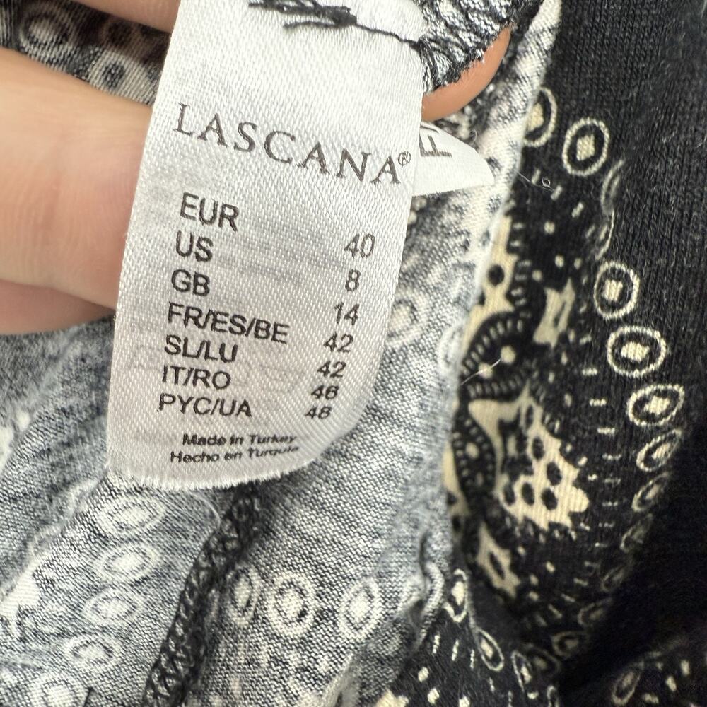 Lascana Smocked Waist Pull on Midi Skirt size 8 Black Medallion Pattern Boho - Picture 8 of 11